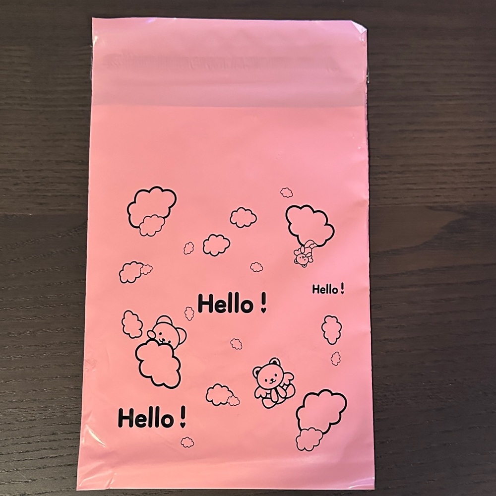 Pink Cute Teddy Bear Hello Clouds Poly Mailers 6x8 Shipping Bags - 30 Pack